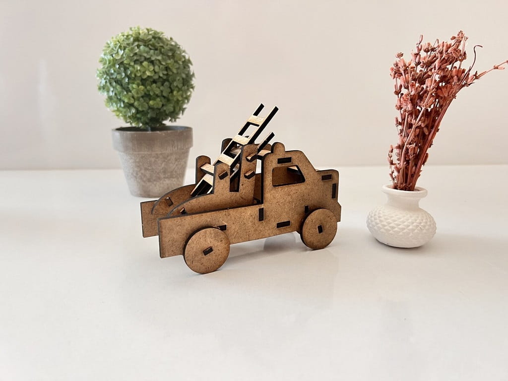 Laser Cut Fire Truck 3D Wood Model Kit