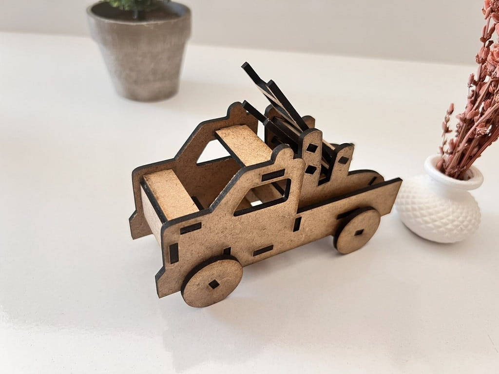 Laser Cut Fire Truck 3D Wood Model Kit