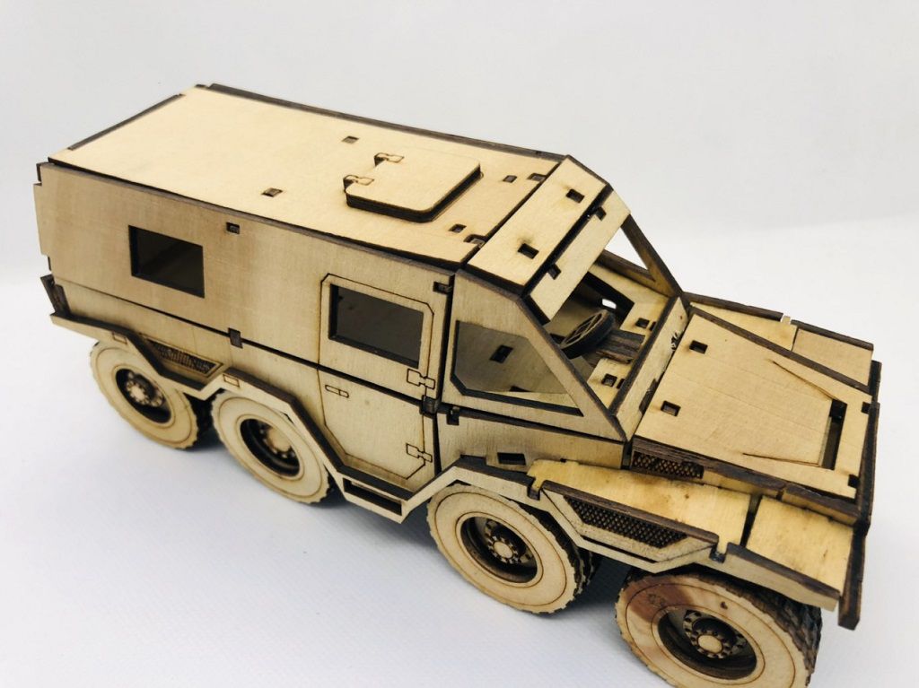 Laser Cut Armored Military Vehicle 3D Wood Model