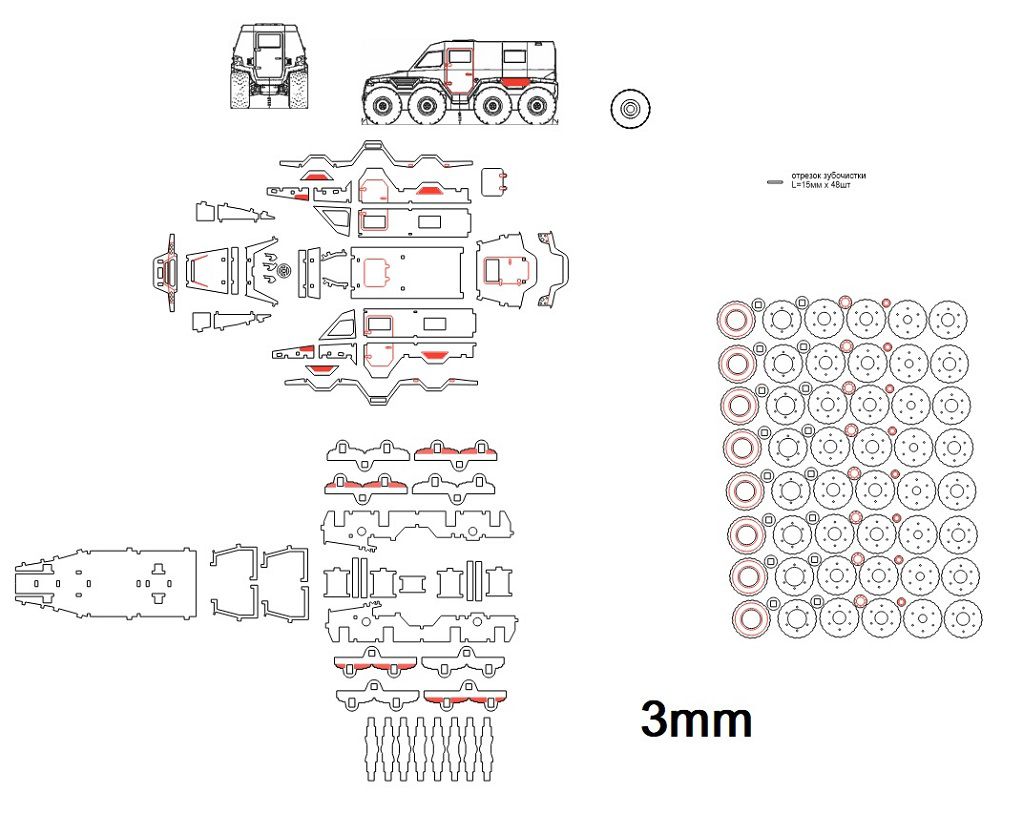 Laser Cut Armored Military Vehicle 3D Wood Model