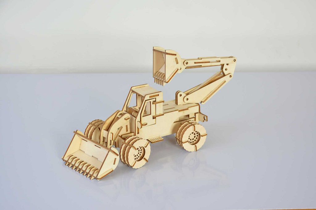 Laser Cut Backhoe Digger Excavator 3D Puzzle