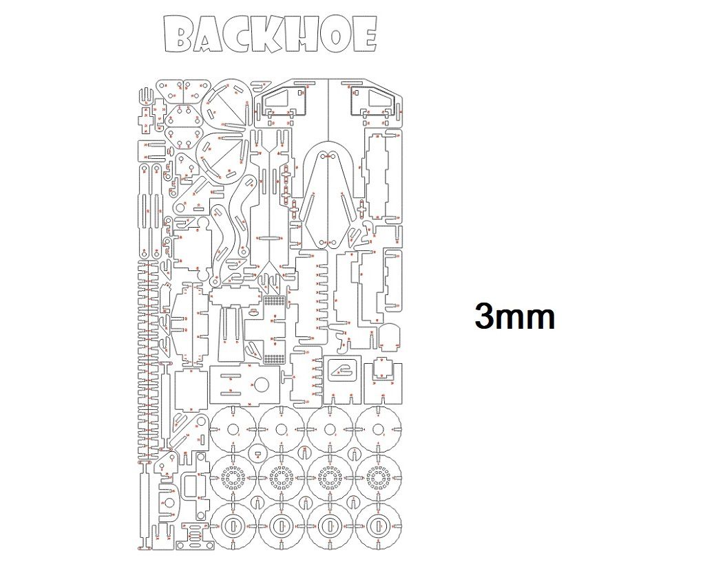Laser Cut Backhoe Digger Excavator 3D Puzzle
