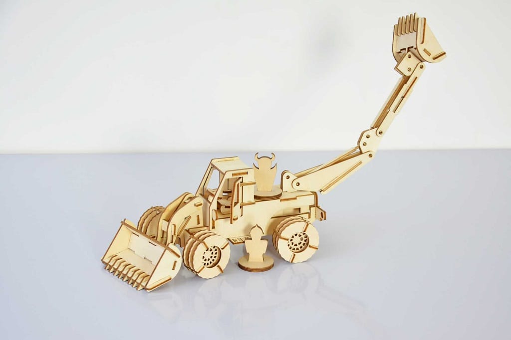 Laser Cut Backhoe Digger Excavator 3D Puzzle