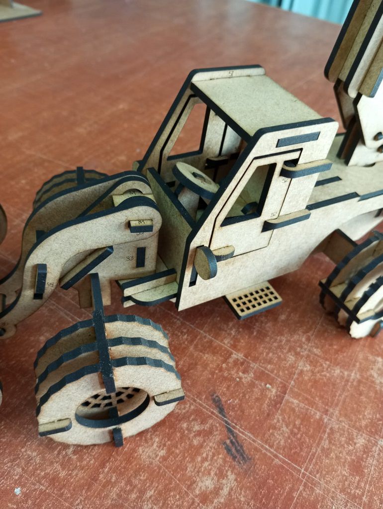 Laser Cut Backhoe Digger Excavator 3D Puzzle