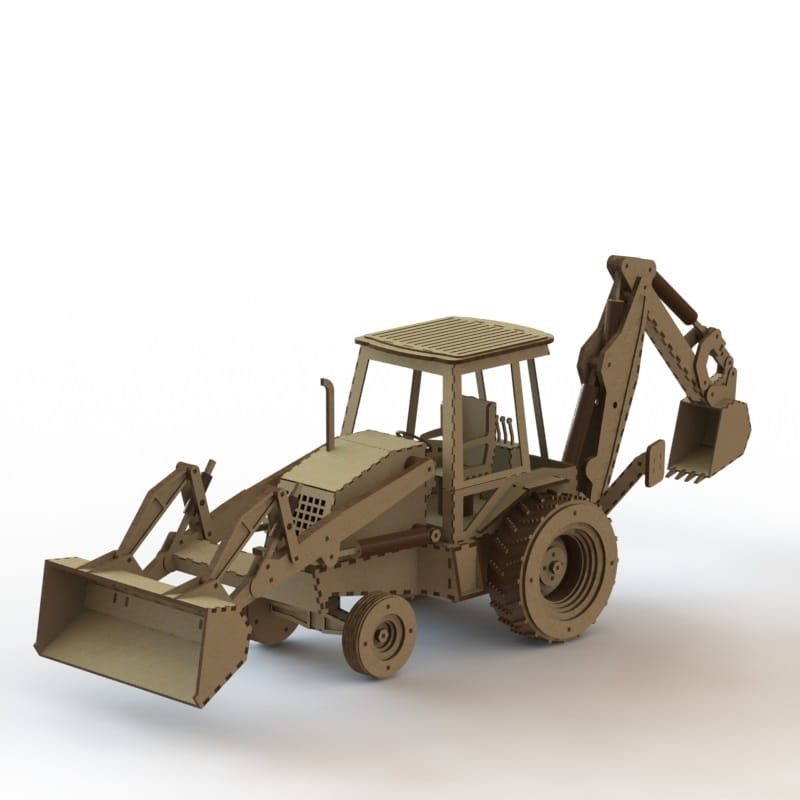 Laser Cut Backhoe Loader 3D Model