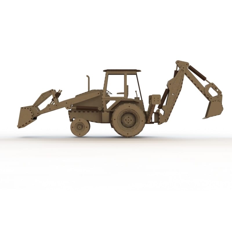 Laser Cut Backhoe Loader 3D Model
