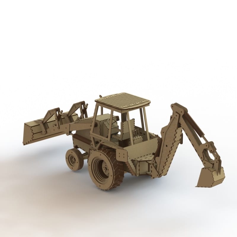 Laser Cut Backhoe Loader 3D Model