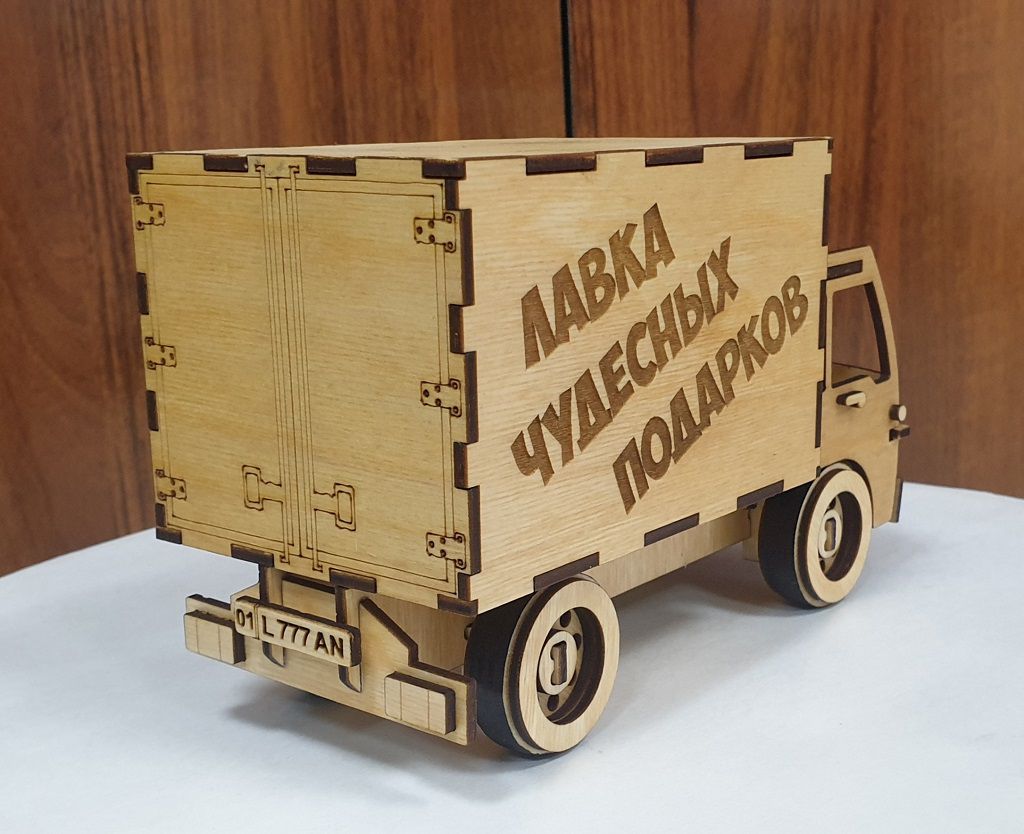 Laser Cut Box Truck 3D Wood Model