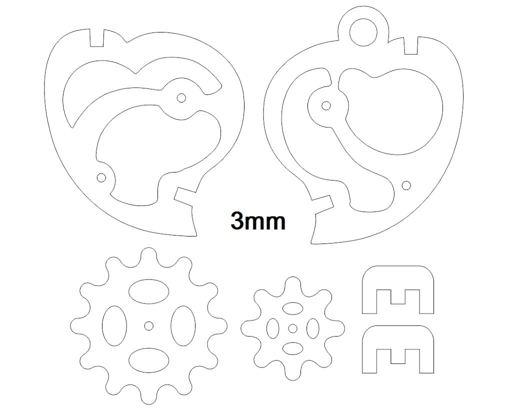 Laser Cut Heart Mechanical Gear Puzzle Toy