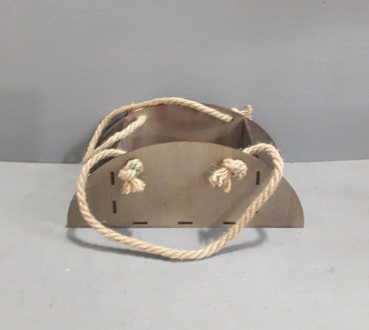 Laser Cut Wooden Curved Hanging Flower Basket