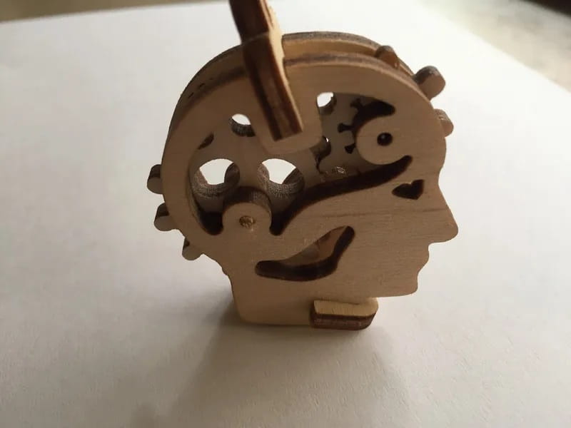 Laser Cut Human Head Mechanical Gear Puzzle Toy