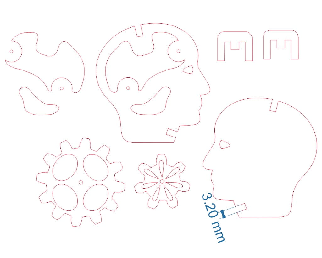 Laser Cut Human Head Mechanical Gear Puzzle Toy
