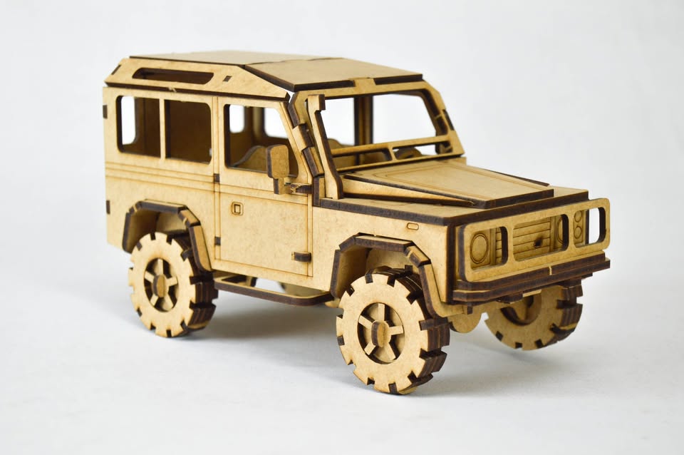 Laser Cut Land Rover Defender Jeep 3D Puzzle Wood Model