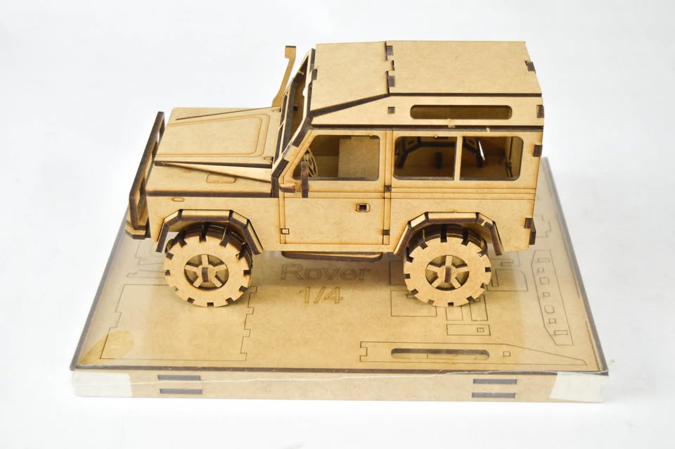 Laser Cut Land Rover Defender Jeep 3D Puzzle Wood Model