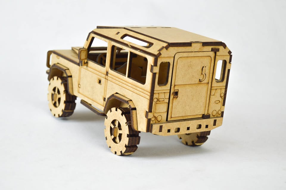 Laser Cut Land Rover Defender Jeep 3D Puzzle Wood Model