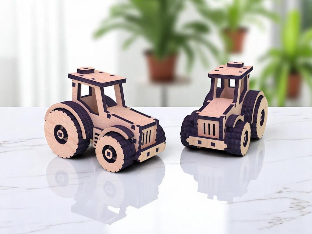Laser Cut Mini Tractor 3D Puzzle