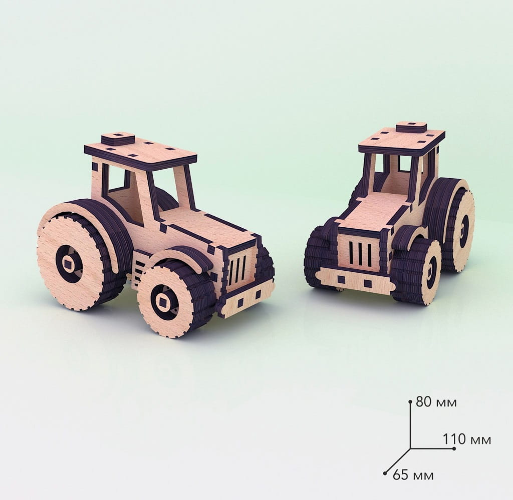 Laser Cut Mini Tractor 3D Puzzle