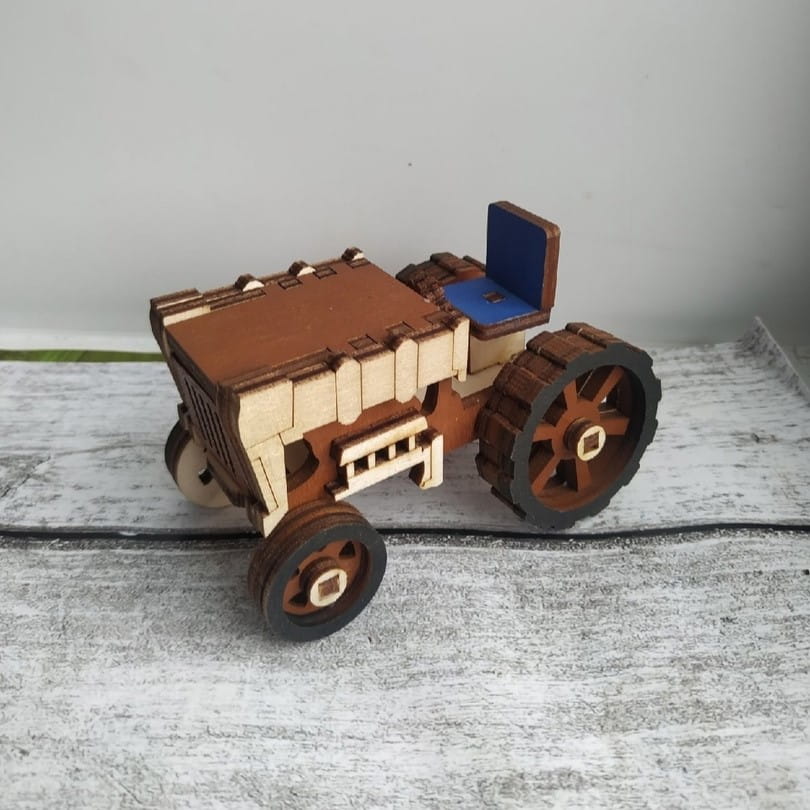 Laser Cut Miniature Tractor Toy 3D Puzzle Kit