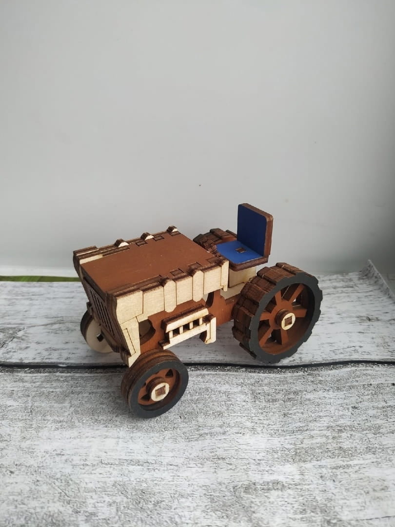 Laser Cut Miniature Tractor Toy 3D Puzzle Kit