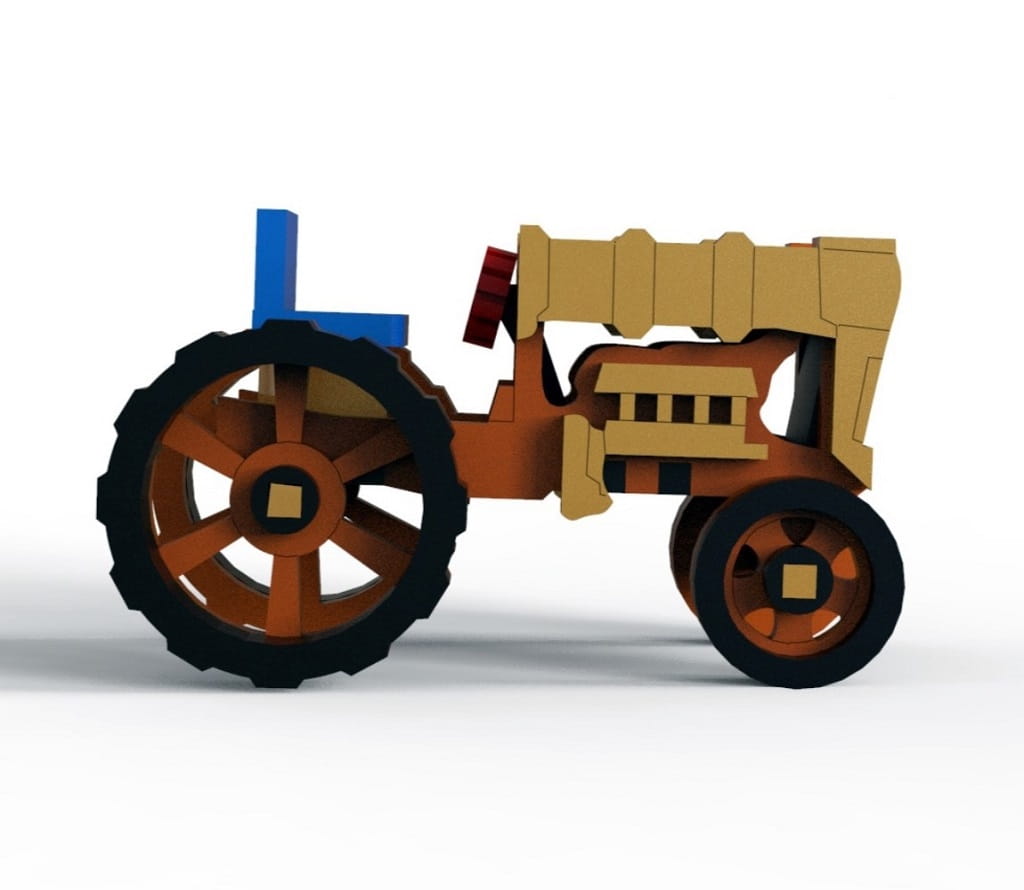 Laser Cut Miniature Tractor Toy 3D Puzzle Kit