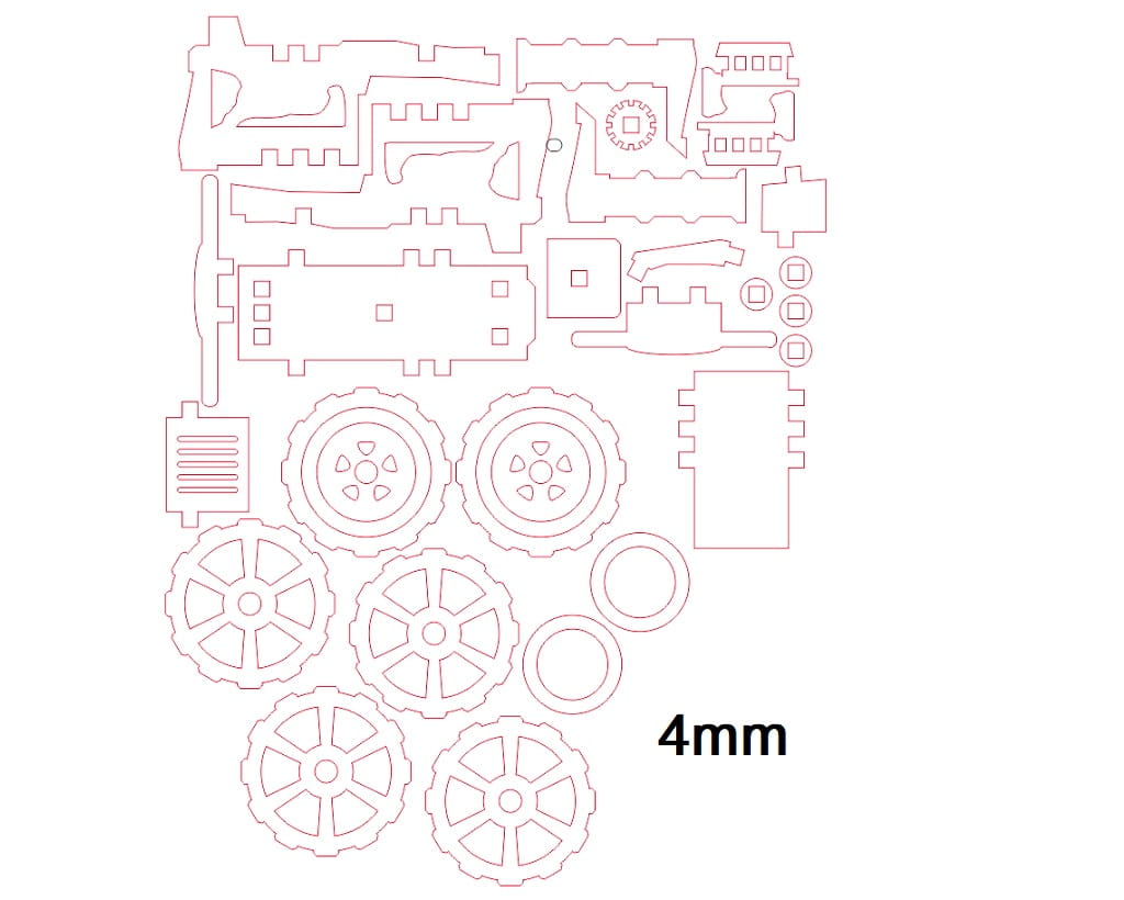 Laser Cut Miniature Tractor Toy 3D Puzzle Kit