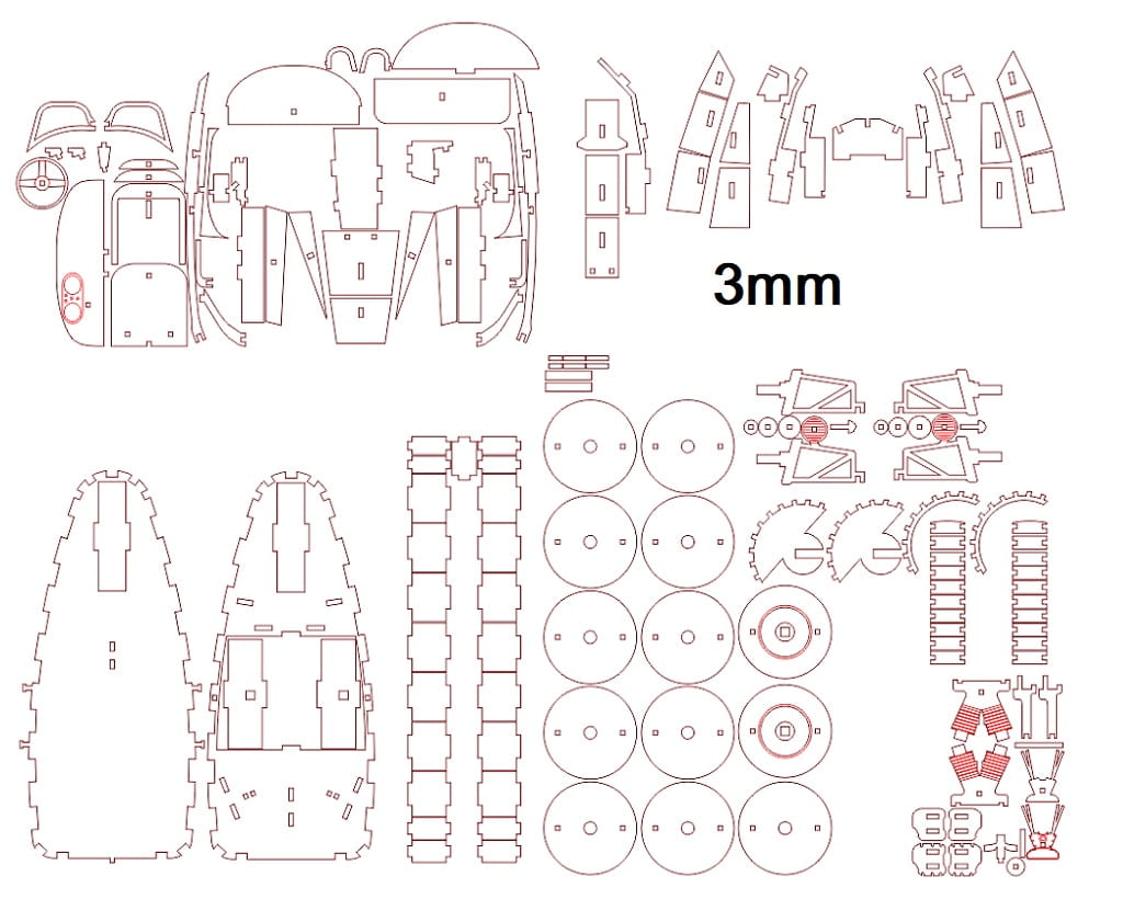 Laser Cut Morgan 3 Wheeler Wooden Puzzle Kit