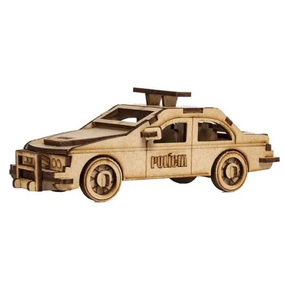 Laser Cut Police Car 3D Construction Kit