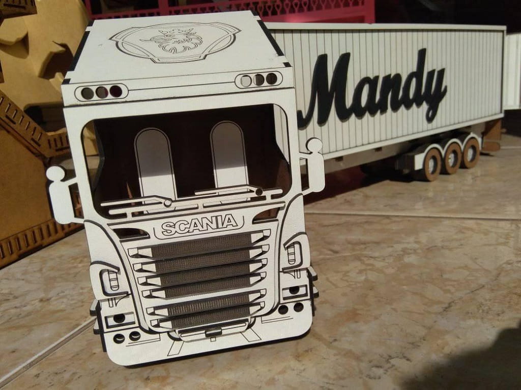 Laser Cut Scania Truck 3D Wood Model Puzzle Kit