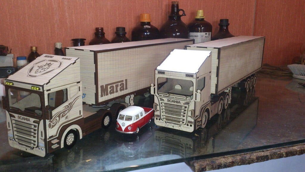 Laser Cut Scania Truck 3D Wood Model Puzzle Kit