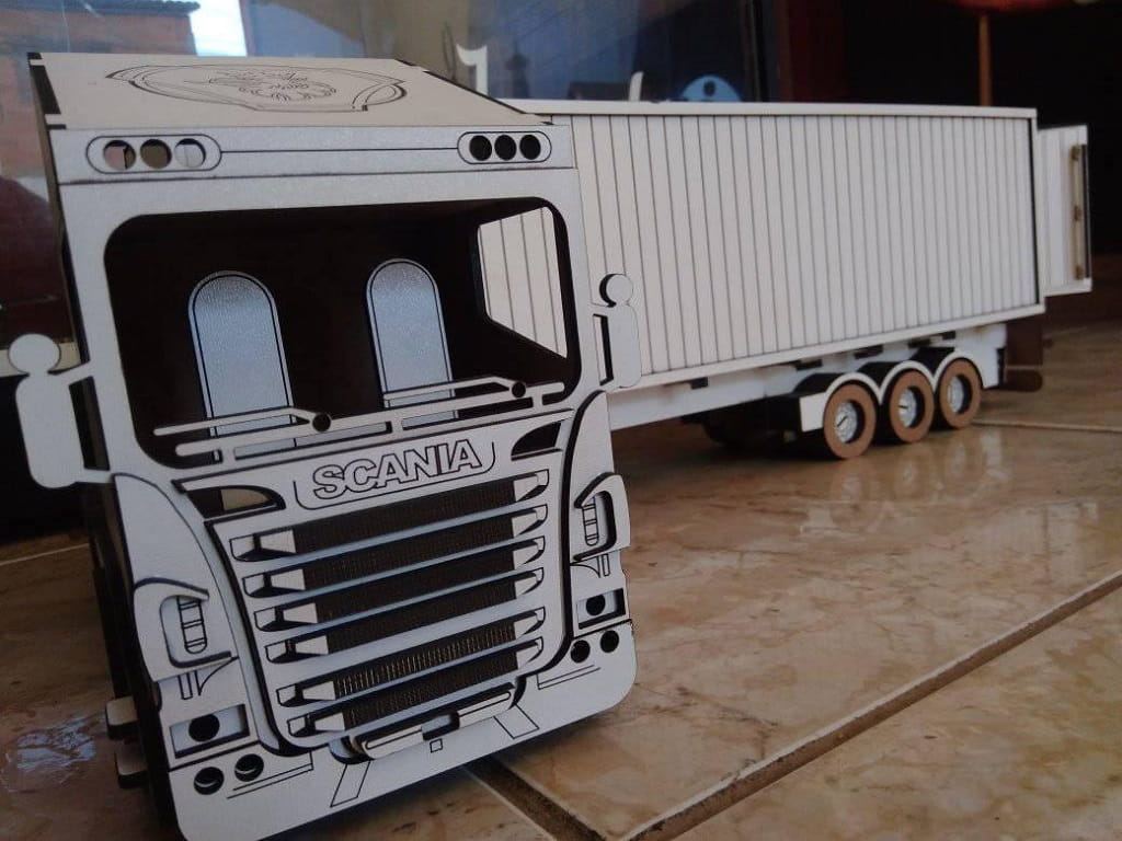 Laser Cut Scania Truck 3D Wood Model Puzzle Kit