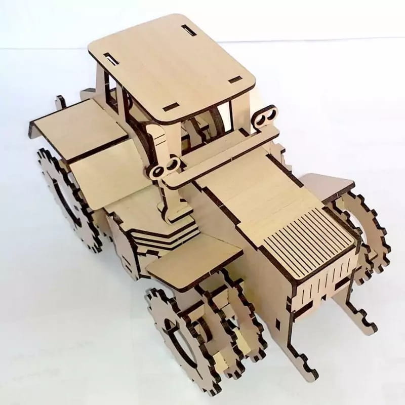 Laser Cut Tractor 3D Wooden Puzzle Model Kit