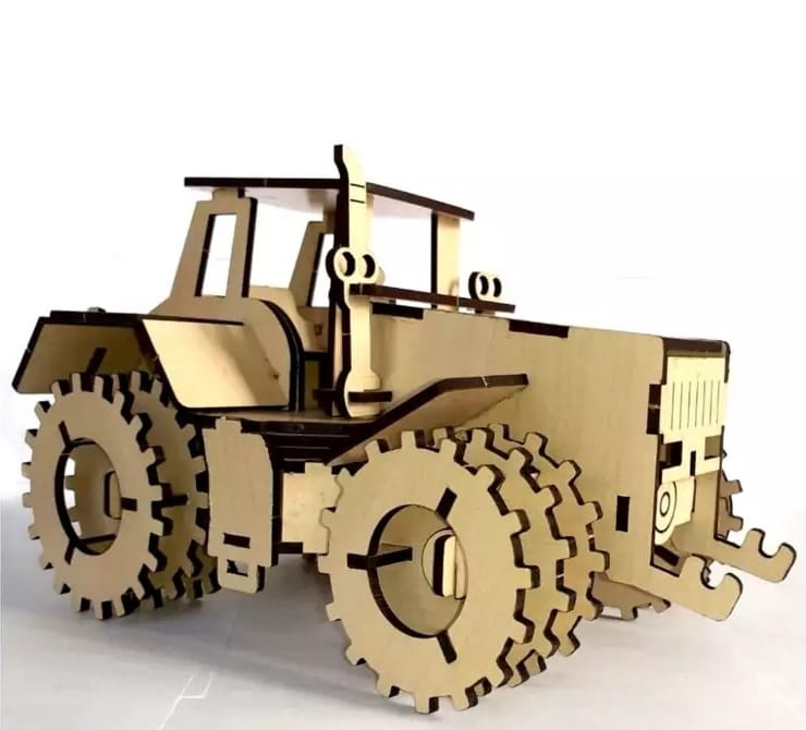 Laser Cut Tractor 3D Wooden Puzzle Model Kit
