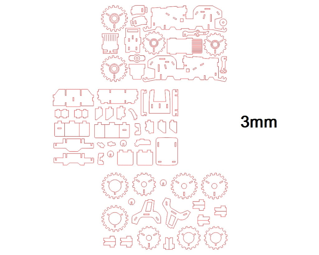 Laser Cut Tractor 3D Wooden Puzzle Model Kit