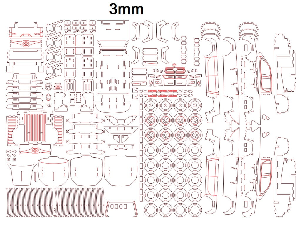 Laser Cut Toyota Hilux 3D Wood Model