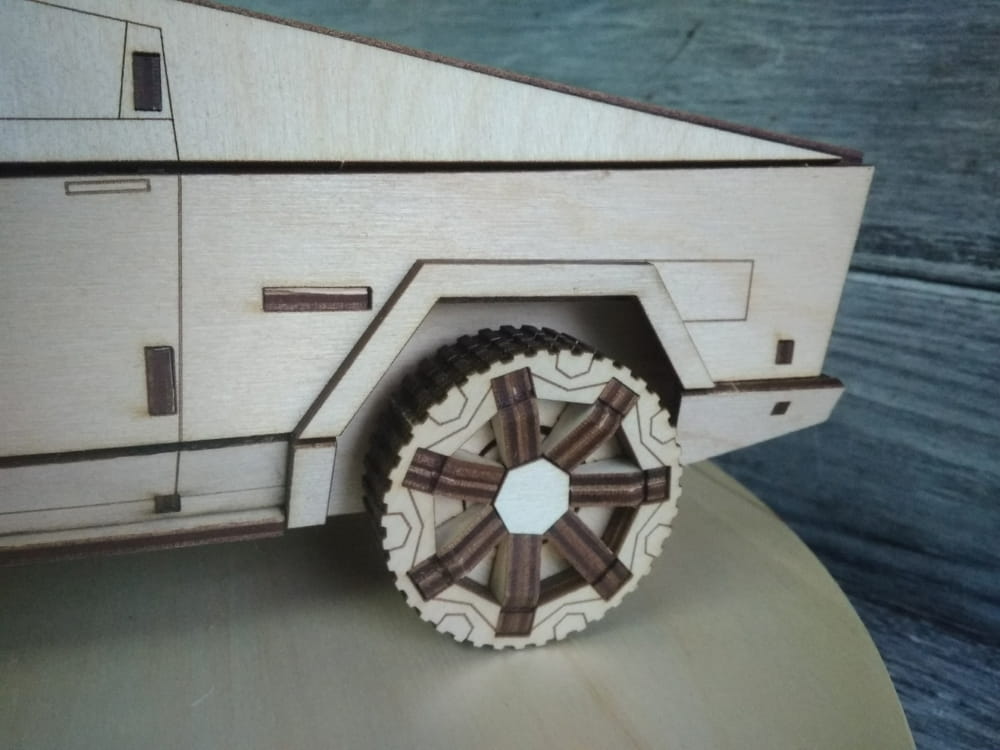 Laser Cut Tesla Cybertruck 3D Wooden Model Puzzle Kit