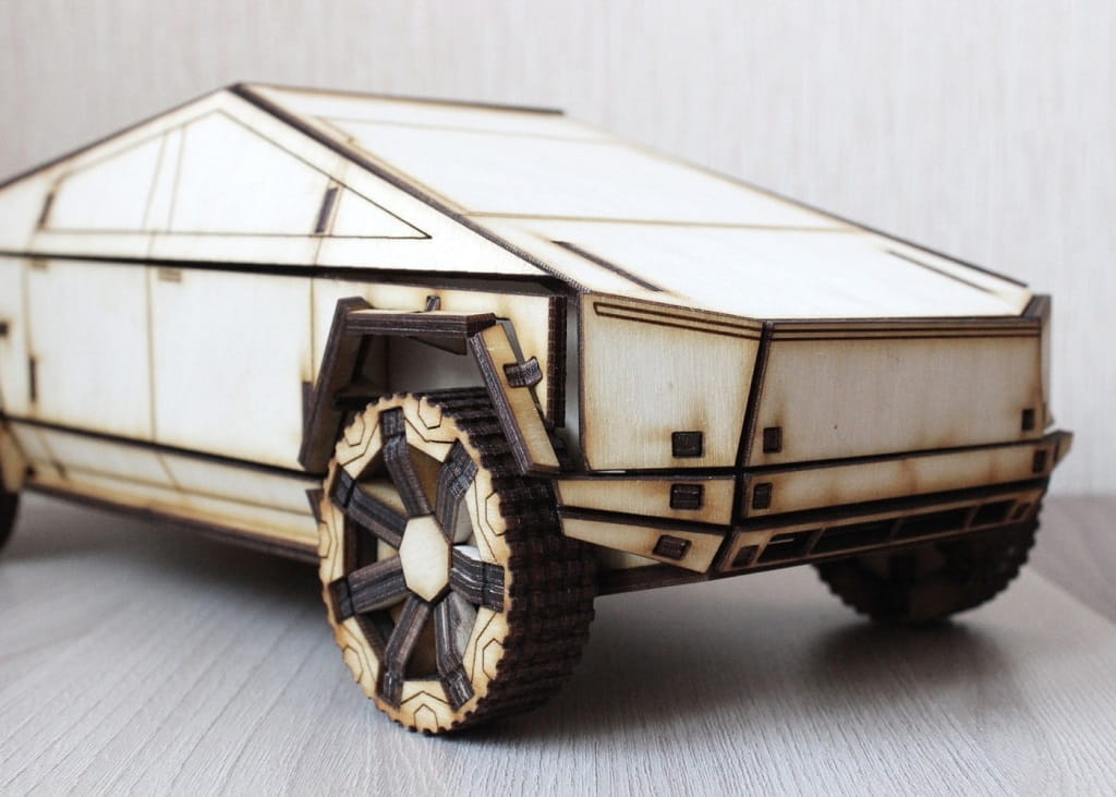 Laser Cut Tesla Cybertruck 3D Wooden Model Puzzle Kit