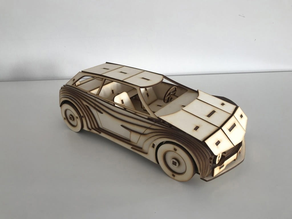 Laser Cut Volkswagen Golf Car 3D Woodcraft Construction Kit