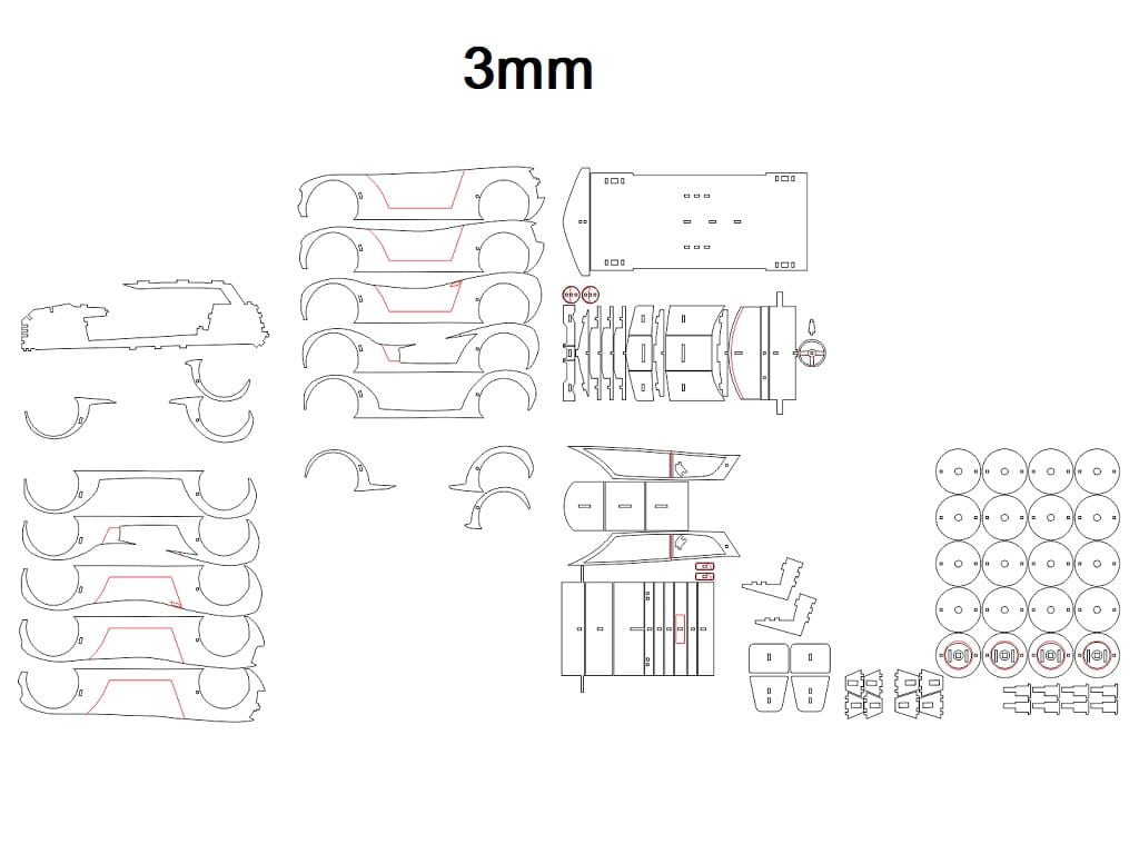 Laser Cut Volkswagen Golf Car 3D Woodcraft Construction Kit