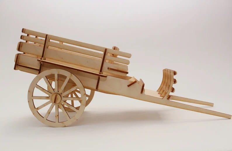 Laser Cut Wooden Horse Cart