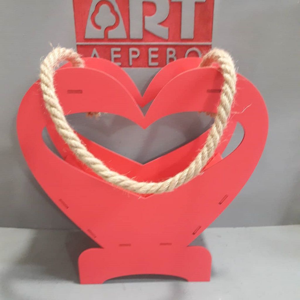 Laser Cut Heart Shaped Hanging Flower Basket