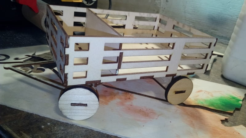 Laser Cut Wooden Cart Napkin Holder With Spice Rack