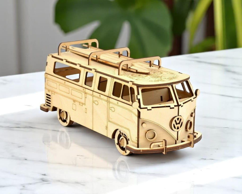Laser Cut Volkswagen T1 Bus 3D Puzzle Model Kit