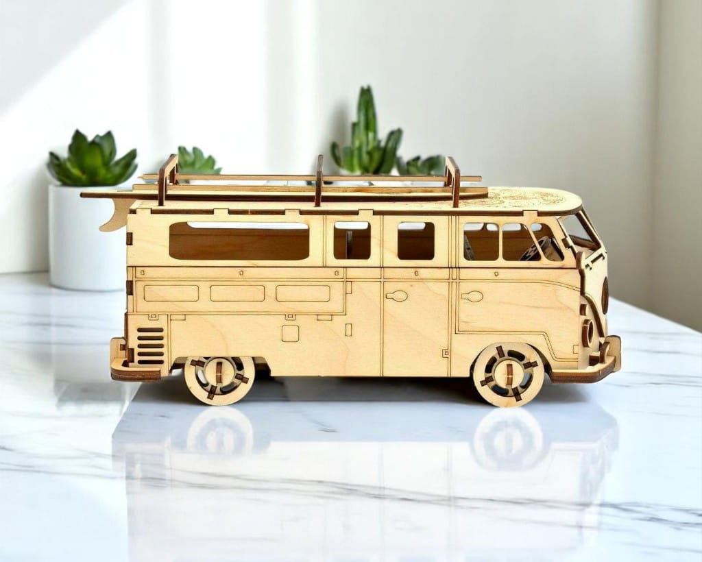 Laser Cut Volkswagen T1 Bus 3D Puzzle Model Kit