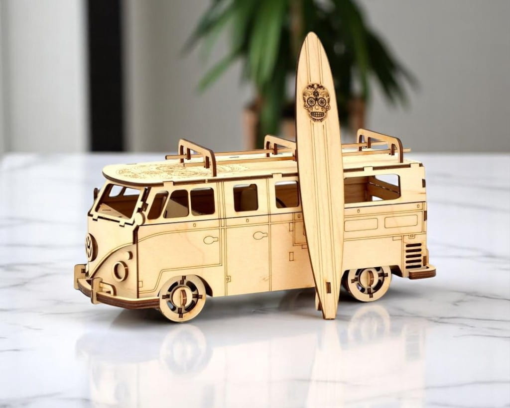Laser Cut Volkswagen T1 Bus 3D Puzzle Model Kit