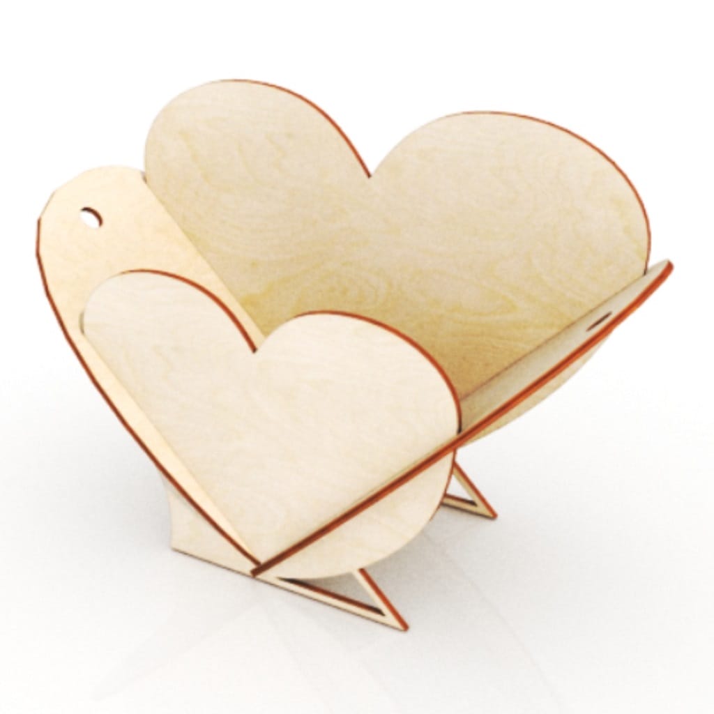 Laser Cut Heart Shape Flower Basket for Home Decor