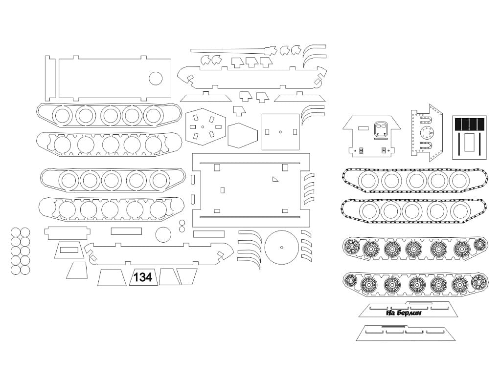 Laser Cut Tank T 34 3D Puzzle Wood Model