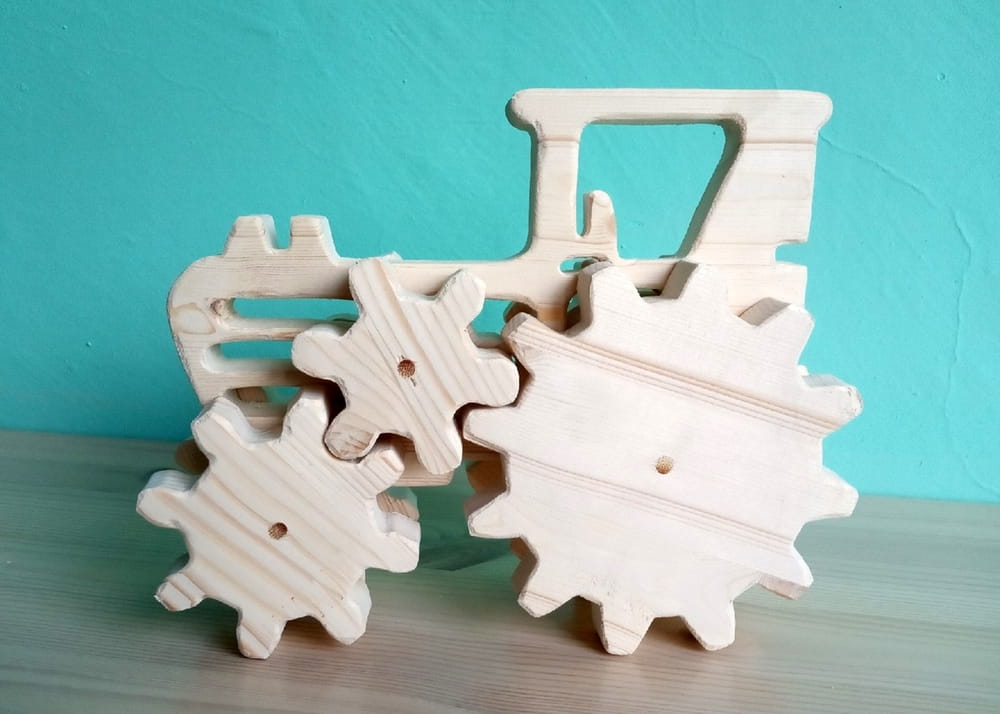 Laser Cut Tractor Mechanical Gear Puzzle Toy