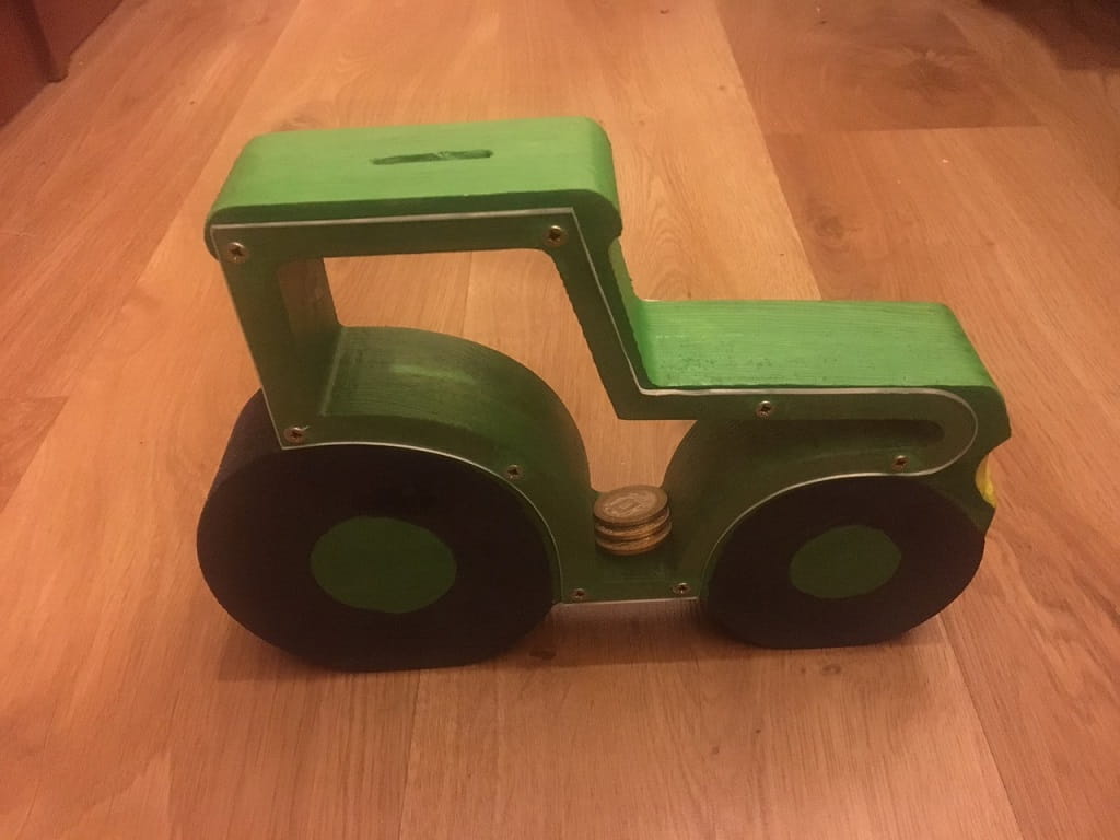 Laser Cut Tractor Piggy Bank