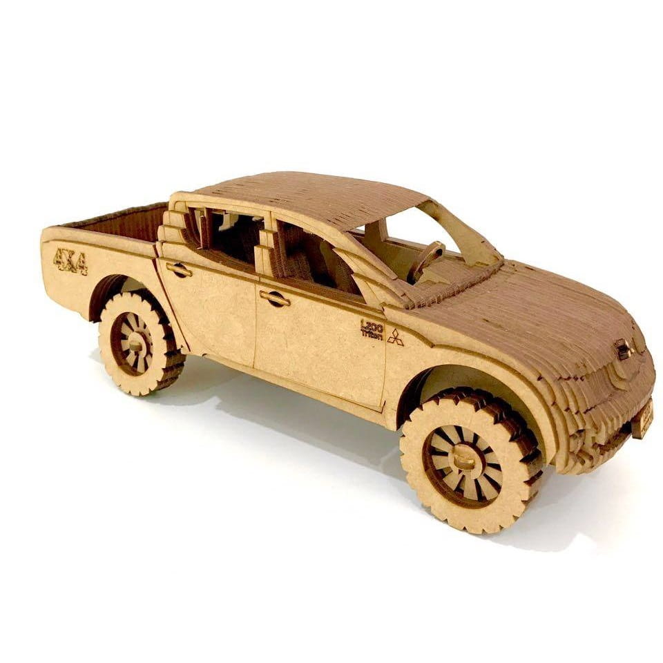 Laser Cut Mitsubishi L200 Triton 3D Wood Model Puzzle Kit