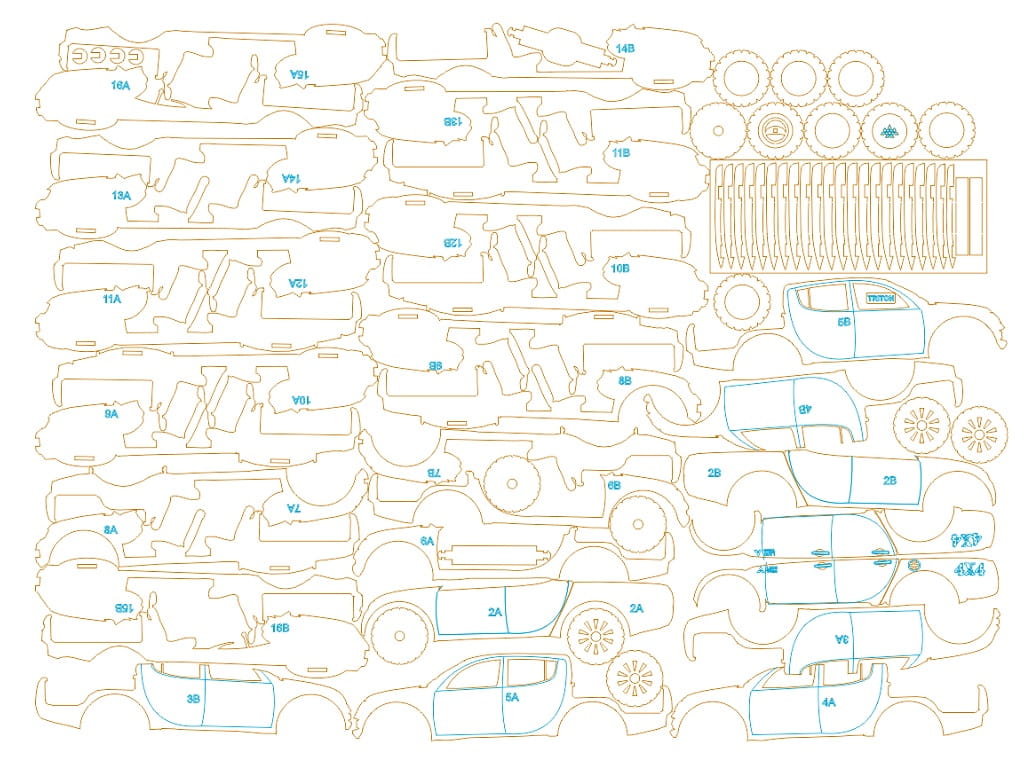 Laser Cut Mitsubishi L200 Triton 3D Wood Model Puzzle Kit